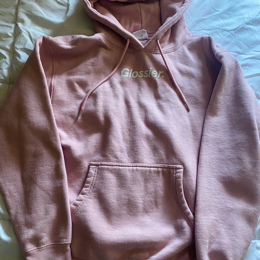 glossier pink hoodie